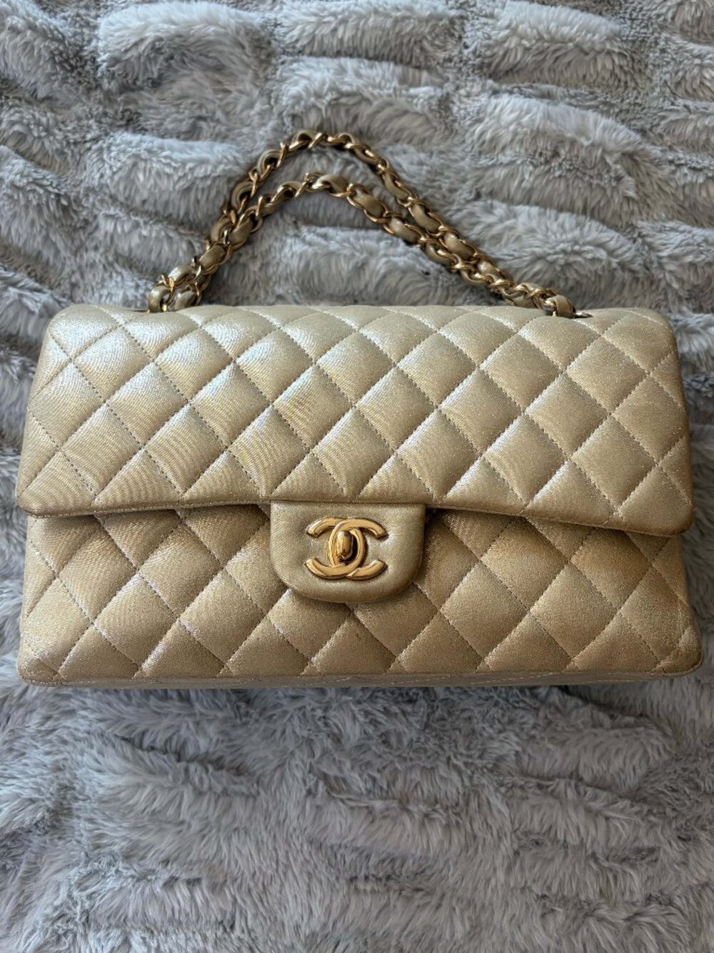 Chanel Metallic Calfskin Medium Double Flap Gold